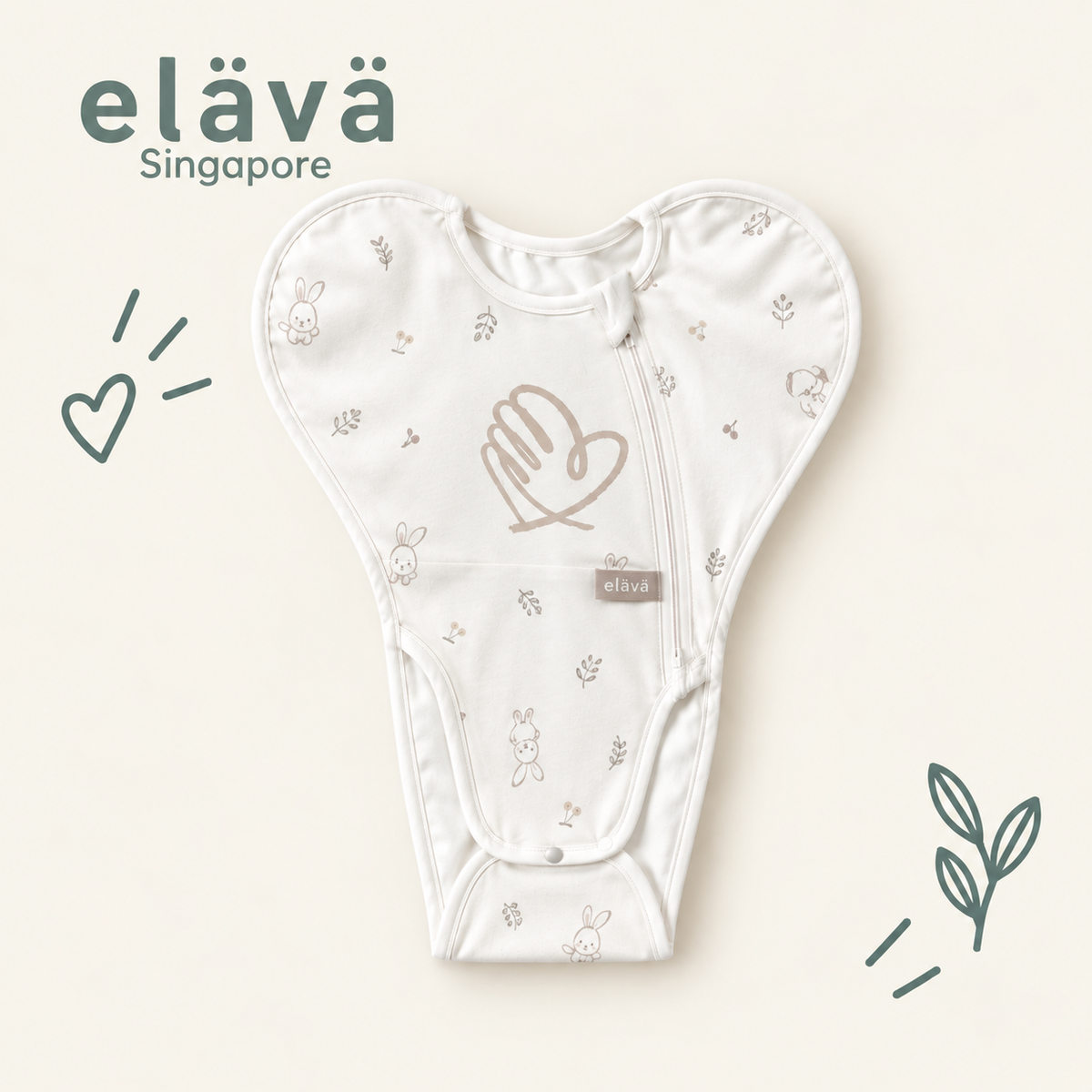 Elava Legs-Out Swaddle with Anti-Startle (Millet) Pouch