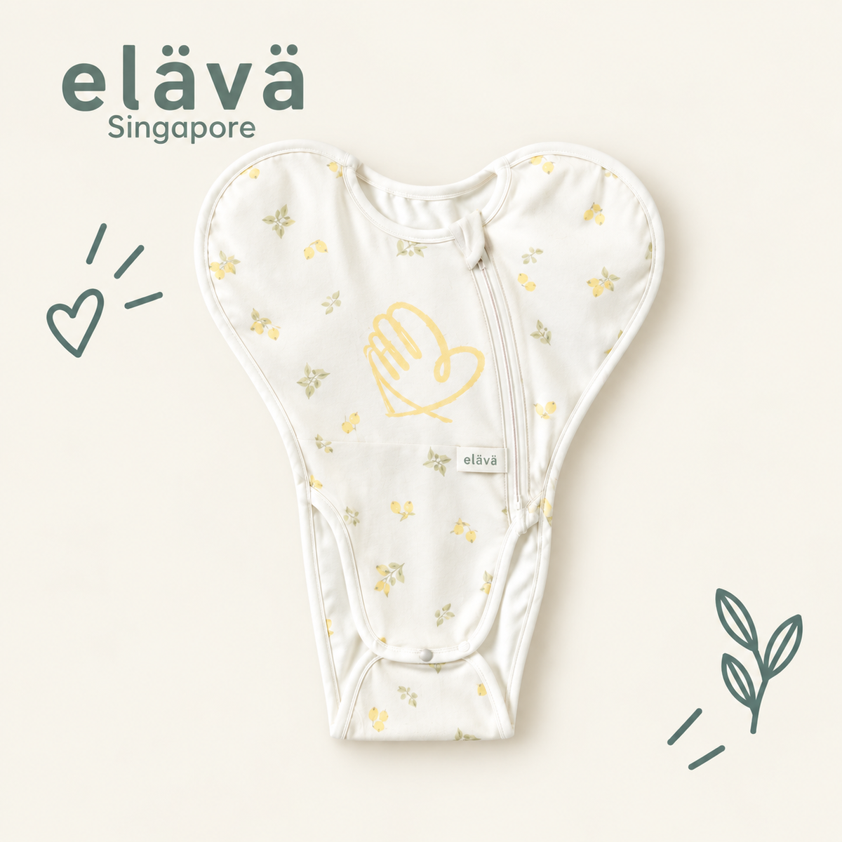 Elava Legs-Out Swaddle with Anti-Startle (Millet) Pouch