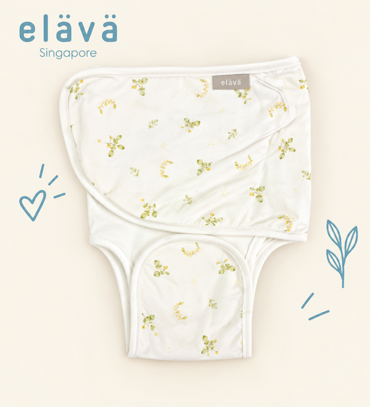 Elava Legs-out Swaddle with Silent Velcro Wrap